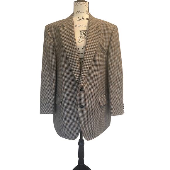 VTG 90’s EDUARD PELGER HOUNDSTOOTH BLAZER VIRGIN WOOL SZ XL LEATHER BUTTONSONS - Picture 15 of 16
